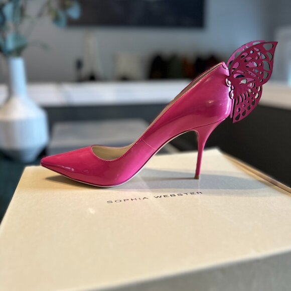 Sophia Webster Patent Leather Butterfly Pump Very Berry — 37 - Picture 3 of 8